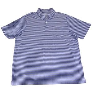 Vineyard Vines Polo Shirt Mens XL Classic Fit Blue White Stripe‎ Whale on Pocket